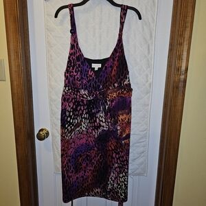1X Fashion Bug Black and Purple Animal Print Sun Dress